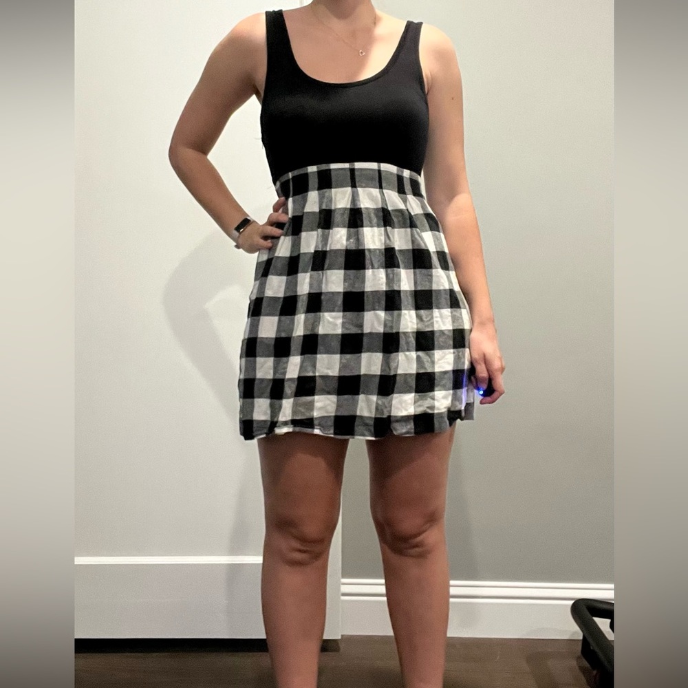 Black Checkered Mini Dress